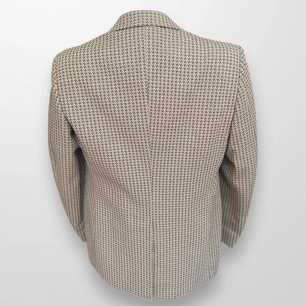 Vintage Palm Beach Blazer Mens 44L Maroon Houndstooth Sport Coat‎ USA Union Made